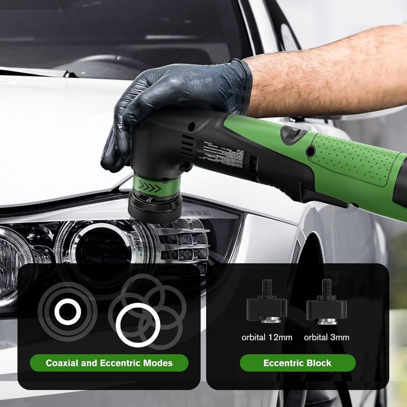 Ginour Store Cordless Mini Buffer Polisher for Car Detailing, 12V Mini Car Polisher Kit with 1"&1.2" Backing Plate,2X 2.0Ah Batteries and Accessories, RO/DA 6 Speeds for Polishing, Waxing, and Cleaning - Image 2